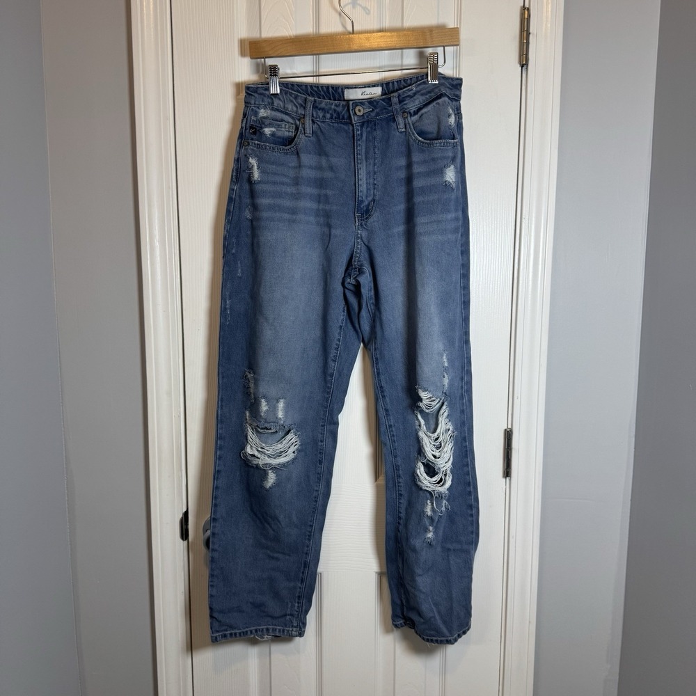 KanCan Size 11/29 Boyfriend Jeans Baggy Distressed Destroyed Med Wash Women's
